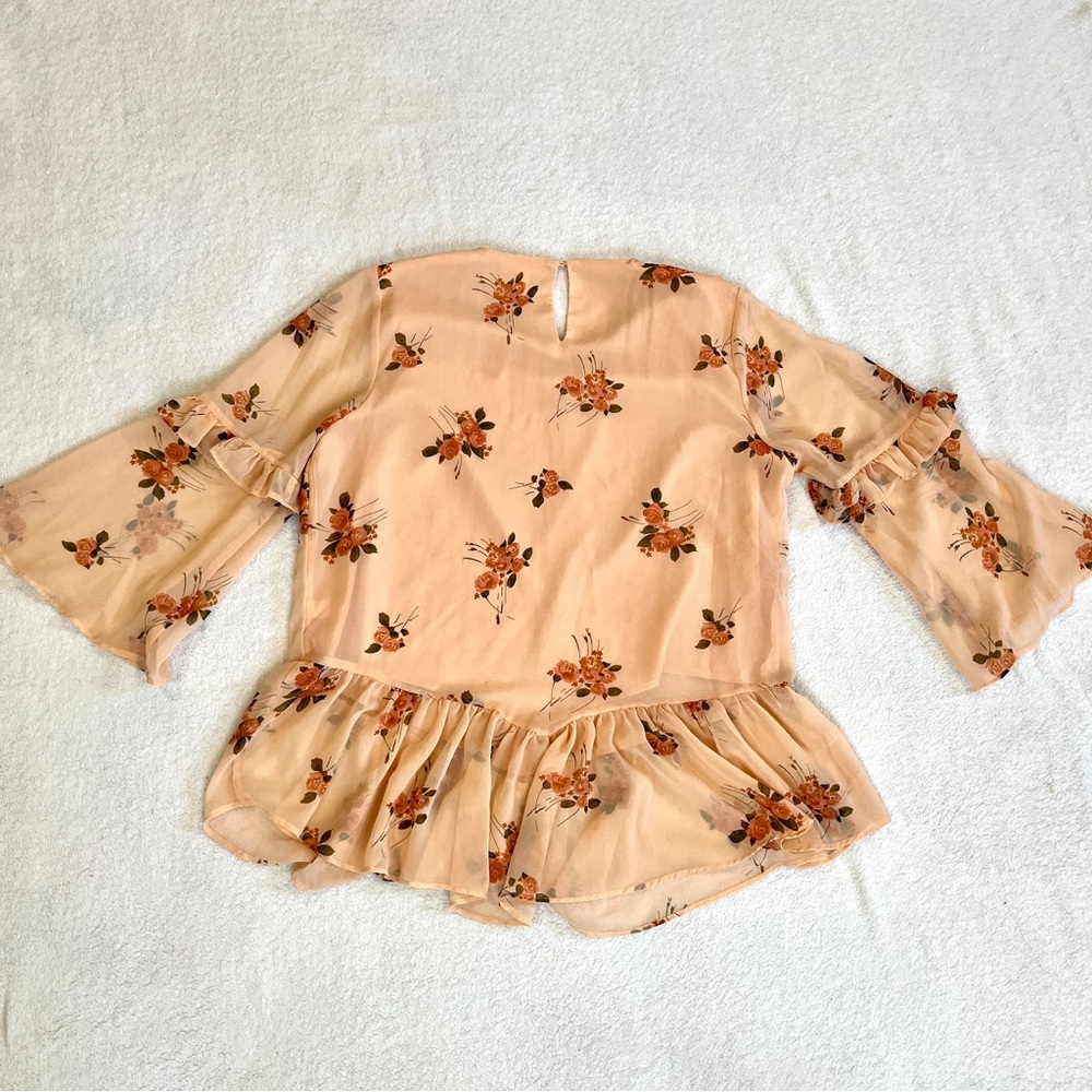 SOLD✖️LC Lauren Conrad Floral Chiffon Shirt Ruffles Spring Size XL - Picture 11 of 11